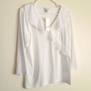 CALVIN KLEIN Ruffled White Top